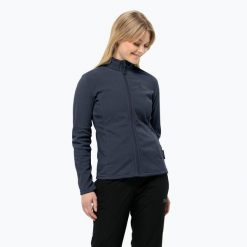 Bluza polarowa damska Jack Wolfskin Taunus Fz. Niebieskie bluzy bez kaptura damskie Jack Wolfskin, z polaru. Za 229.99 zł.