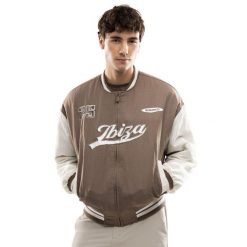 Męska bejsbolowa kurtka bomberka Lifestyle Siroko IBZ Hoop Brown. Brązowe kurtki męskie SIROKO, l, bez wzorów, prążkowane, bez kaptura. Za 465.00 zł.