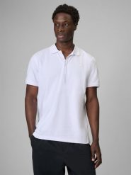 4F Koszulka polo regular męska - biała M. Białe koszulki polo męskie 4f, m, bez wzorów, z bawełny, bez ramiączek. Za 89.99 zł.