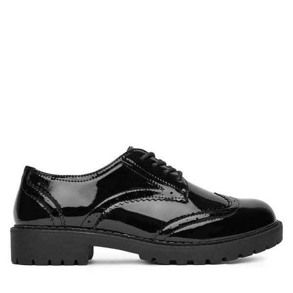 Półbuty DeeZee. Czarne półbuty damskie DeeZee, bez wzorów, bez obcasa, na płaskiej podeszwie. Za 159.99 zł.