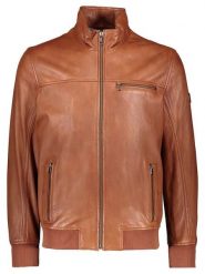 Bugatti Skórzana kurtka w kolorze jasnobrązowym rozmiar: 52. Brązowe kurtki męskie Bugatti, bez wzorów, ze skóry, bez kaptura. Za 575.06 zł.