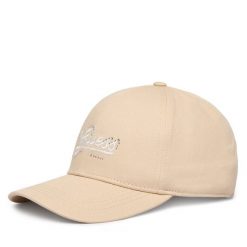Czapka z daszkiem Guess. Brązowe czapki z daszkiem damskie Guess, z aplikacjami. Za 199.99 zł.
