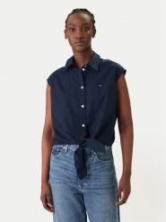 Tommy Jeans Koszula DW0DW22212 Granatowy Regular Fit. Niebieskie koszule damskie Tommy Jeans, l, bez wzorów, z bawełny, bez kołnierzyka, bez ramiączek. Za 289.99 zł.