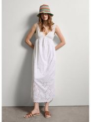 STEFANEL Sukienka w kolorze białym rozmiar: S. Białe sukienki damskie Stefanel, s, bez wzorów, z bawełny, bez kołnierzyka, bez ramiączek, maxi. Za 295.99 zł.