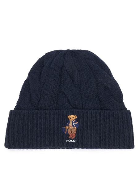 Polo Ralph Lauren Czapka 455P18118001 Granatowy. Niebieskie czapki zimowe damskie Polo Ralph Lauren, z wełny. Za 419.99 zł.