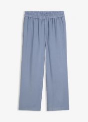Spodnie culotte z miękkiej mieszanki wiskozy. Niebieskie spodnie materiałowe damskie bonprix, bez wzorów, z tkaniny. Za 54.99 zł.