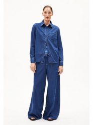 Armedangels Spodnie "Kelaani" w kolorze granatowym rozmiar: M. Niebieskie spodnie materiałowe damskie ARMEDANGELS, bez wzorów, z bawełny, z podwyższonym stanem. Za 266.01 zł.