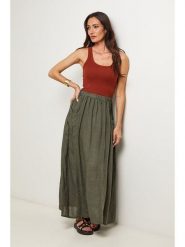 Le Monde du Lin Lniana spódnica w kolorze khaki rozmiar: 40/42. Brązowe spódniczki damskie Le Monde du Lin, bez wzorów, ze lnu, maxi. Za 152.99 zł.