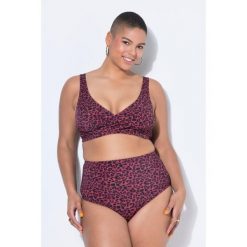 Damskie Figi od bikini wysoki stan figi kolorowy wzór w panterkę modelujące. Fioletowe bikini damskie Ulla Popken, bez wzorów, plus size. Za 99.99 zł.