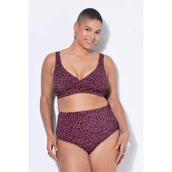 Damskie Figi od bikini wysoki stan figi kolorowy wzór w panterkę modelujące. Fioletowe bikini damskie Ulla Popken, bez wzorów, plus size. Za 99.99 zł.