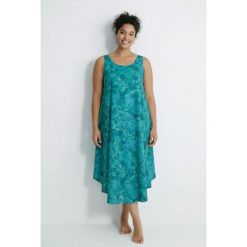 Damskie Sukienka midi liście linia A okrągły dekolt bez rękawów. Niebieskie sukienki damskie Ulla Popken, plus size, bez wzorów, z materiału, sportowe, bez kołnierzyka, plus size, bez ramiączek, midi, sportowe. Za 279.99 zł.