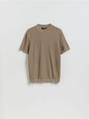 Strukturalny sweter - brązowy. Brązowe swetry męskie Reserved, l, bez wzorów, z bawełny, bez kołnierzyka. Za 99.99 zł.