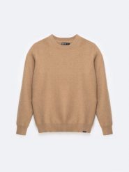 Sweter męski o teksturalnym splocie bawełniany brązowy Reylon 802. Brązowe swetry męskie Big Star, l, bez wzorów, z bawełny, bez kołnierzyka. Za 199.99 zł.