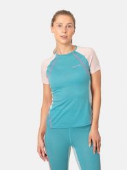 KARI TRAA Koszulka sportowa "Alma" w kolorze turkusowo-jasnoróżowym rozmiar: XL. Różowe bluzki sportowe damskie Kari Traa, xl, z wełny, bez kołnierzyka, bez ramiączek. Za 159.59 zł.