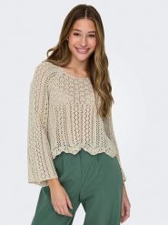 ONLY Sweter w kolorze beżowym rozmiar: XL. Brązowe swetry klasyczne damskie Only, xl, ze splotem, bez kołnierzyka. Za 65.69 zł.