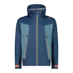 Kurtka przeciwdeszczowa męska CMP Fix Hood. Brązowe kurtki treningowe męskie CMP, na jesień, l, bez wzorów, z materiału, trekkingowe. Za 309.99 zł.