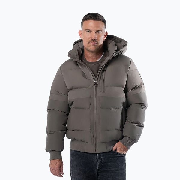 Kurtka zimowa męska Pitbull Patton Quilted Hooded. Szare kurtki męskie PITBULL, na zimę, l, bez wzorów, z materiału, bez kaptura. Za 319.99 zł.