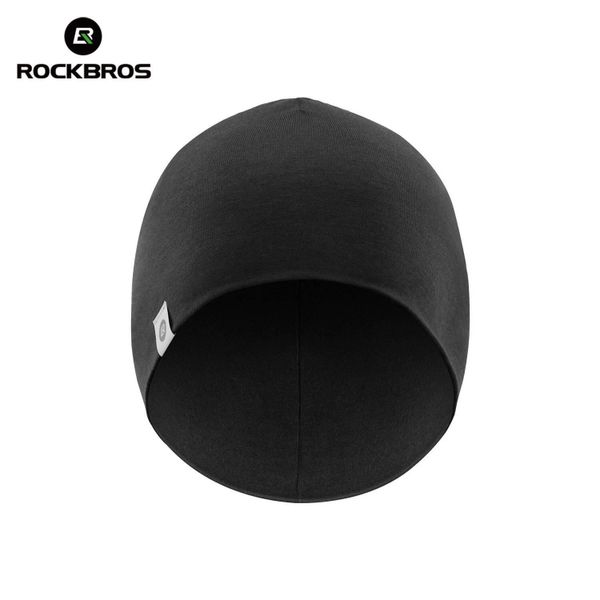 Czapka rowerowa, do biegania, sportowa, pod kask, elastyczna ROCKBROS wełna. Czarne czapki męskie ROCKBROS, na zimę, bez wzorów, z elastanu, sportowe. Za 42.99 zł.