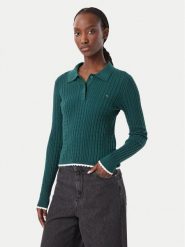 Tommy Jeans Sweter DW0DW23354 Zielony ciemny Slim Fit. Zielone swetry klasyczne damskie Tommy Jeans, m, z jeansu, bez kołnierzyka. Za 409.99 zł.