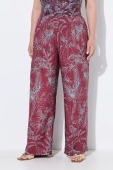 Damskie Spodnie palazzo dżungla szeroka nogawka elastyczny pas. Fioletowe spodnie materiałowe damskie Ulla Popken, bez wzorów, z materiału, plus size. Za 206.99 zł.
