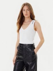 KARL LAGERFELD Top A3W17005 Biały Slim Fit. Białe topy damskie Karl Lagerfeld, xl, bez wzorów, z bawełny, bez kołnierzyka. Za 239.99 zł.