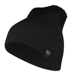 Czapka Czarna Jesienno-Zimowa, Beanie, Krasnal, Rozciągliwa, w Prążki. Czarne czapki męskie Jarek, na zimę, bez wzorów, ze splotem, sportowe. Za 35.00 zł.