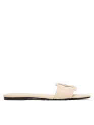 Calvin Klein Klapki Square Flat Sandal Emblem HW0HW03128 Żółty. Żółte klapki damskie CALVIN KLEIN, bez wzorów, ze skóry, bez obcasa. Za 409.99 zł.