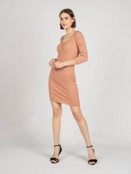Patrizia Pepe Sukienka | 2A2078/A6V8 | Kobieta | Łososiowy. Czerwone sukienki damskie Patrizia Pepe, bez wzorów, z dzianiny, bez kołnierzyka, bez ramiączek, mini, dopasowane. W wyprzedaży za 309.00 zł.