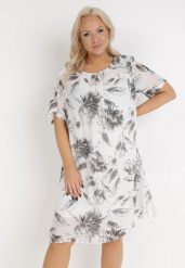 Biało-Szara Sukienka z Bawełny Sebaestus. Białe sukienki damskie Born2be, na co dzień, plus size, bez wzorów, z bawełny, klasyczne, bez kołnierzyka, plus size, bez ramiączek, midi, proste. W wyprzedaży za 63.99 zł.