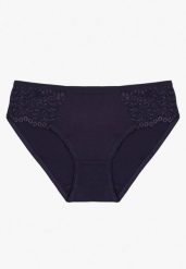 Granatowe Bawełniane Majtki Figi o Klasycznym Fasonie Venalice. Niebieskie figi damskie Renee, l, z aplikacjami, z bawełny. Za 9.99 zł.