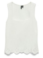 Vero Moda Top w kolorze białym rozmiar: L. Białe topy damskie Vero Moda, l, bez wzorów, z bawełny, bez kołnierzyka. Za 75.86 zł.