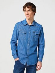 Wrangler Koszula dżinsowa - Regular fit - w kolorze niebieskim rozmiar: L. Niebieskie koszule męskie Wrangler, l, bez wzorów, z bawełny, bez kołnierzyka, bez ramiączek. Za 165.31 zł.