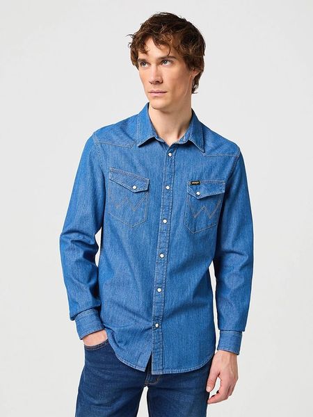 Wrangler Koszula dżinsowa - Regular fit - w kolorze niebieskim rozmiar: L. Niebieskie koszule męskie Wrangler, l, bez wzorów, z bawełny, bez kołnierzyka, bez ramiączek. Za 161.34 zł.