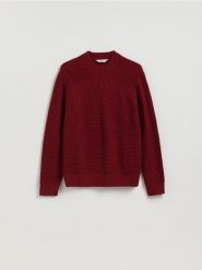 Strukturalny sweter z domieszką wełny - czerwony. Czerwone swetry męskie Reserved, l, bez wzorów, z dzianiny, bez kołnierzyka. Za 159.99 zł.