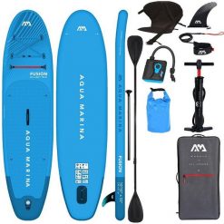 Deska SUP Fusion Blue 10'10" + zestaw kajakowy + pompka elektr + torba 10L. Niebieskie torebki klasyczne damskie Aqua Marina, bez wzorów, bez dodatków. W wyprzedaży za 1,899.00 zł.