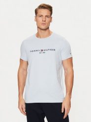 Tommy Hilfiger T-Shirt Tommy Logo MW0MW11797 Błękitny Regular Fit. Niebieskie legginsy damskie Tommy Hilfiger, m, bez wzorów, z bawełny. Za 137.99 zł.