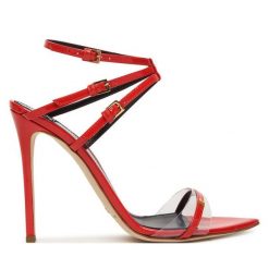 Sandały Elisabetta Franchi. Czerwone sandały damskie Elisabetta Franchi, bez wzorów, bez obcasa, na szpilce. Za 2,639.00 zł.