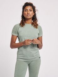 Koszulka fitness damska Hummel CI bezszwowa. Szare bluzki sportowe damskie HUMMEL, xs, z materiału, bez kołnierzyka, bez ramiączek. Za 182.40 zł.
