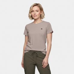 Koszulka bawełniana damska Alpinus Dirna. Brązowe t-shirty damskie Alpinus, bez wzorów, z bawełny, bez kołnierzyka. Za 79.00 zł.