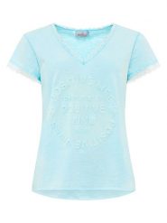 Zwillingsherz Koszulka w kolorze turkusowym rozmiar: L/XL. Niebieskie bluzki damskie Zwillingsherz, l, bez wzorów, z bawełny, bez kołnierzyka, bez ramiączek. Za 109.95 zł.
