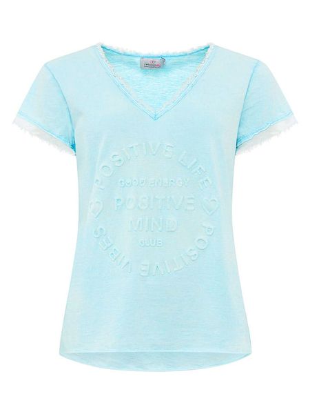 Zwillingsherz Koszulka w kolorze turkusowym rozmiar: L/XL. Niebieskie bluzki damskie Zwillingsherz, l, bez wzorów, z bawełny, bez kołnierzyka, bez ramiączek. Za 109.95 zł.