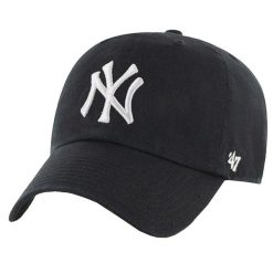 Czapka z daszkiem męska New York Yankees MLB Clean Up Cap. Czarne czapki męskie 47 Brand, na lato, bez wzorów, z bawełny, sportowe. Za 109.99 zł.