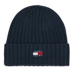 Czapka Tommy Hilfiger. Niebieskie czapki zimowe damskie Tommy Hilfiger. Za 149.99 zł.