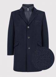 Gładki, granatowy płaszcz męski. Niebieskie płaszcze męskie Pako Lorente, m, bez wzorów, z wełny. Za 599.99 zł.