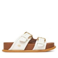 Klapki Liu Jo. Białe klapki damskie Liu Jo, bez wzorów, bez obcasa. Za 539.99 zł.