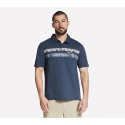 Męska koszulka polo Skechers. Niebieskie koszulki polo męskie Skechers, m, bez wzorów, bez ramiączek. Za 132.99 zł.