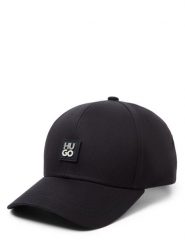 HUGO Czapka z daszkiem dla mężczyzn Mężczyźni Bawełna (100%) czarny, ONE SIZE. Czarne czapki męskie Hugo, z aplikacjami, z bawełny, sportowe. Za 209.95 zł.