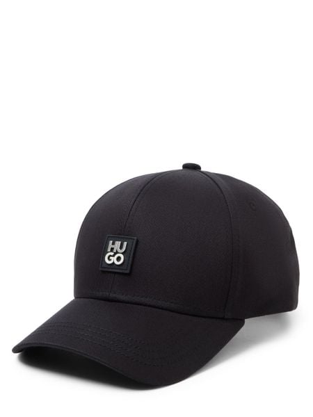 HUGO Czapka z daszkiem dla mężczyzn Mężczyźni Bawełna (100%) czarny, ONE SIZE. Czarne czapki męskie Hugo, z aplikacjami, z bawełny, sportowe. Za 209.95 zł.