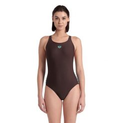 Strój kąpielowy damski jednoczęściowy treningowy na basen Arena Icons. Brązowe stroje jednoczęściowe damskie Arena, s, bez wzorów. Za 159.99 zł.