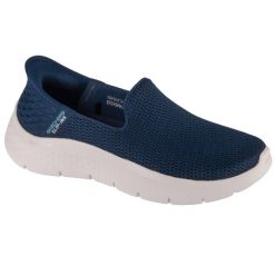 Buty do chodzenia damskie Skechers Go Walk Flex Slip ins. Niebieskie trampki i tenisówki damskie Skechers, bez wzorów, z materiału. Za 299.99 zł.
